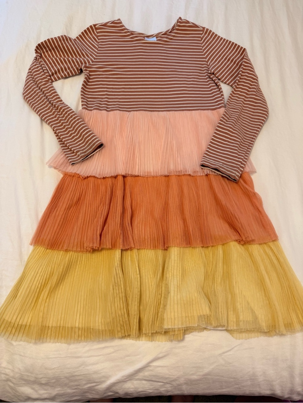 Hanna Andersson Striped Long-Sleeve Tiered Tulle Dress